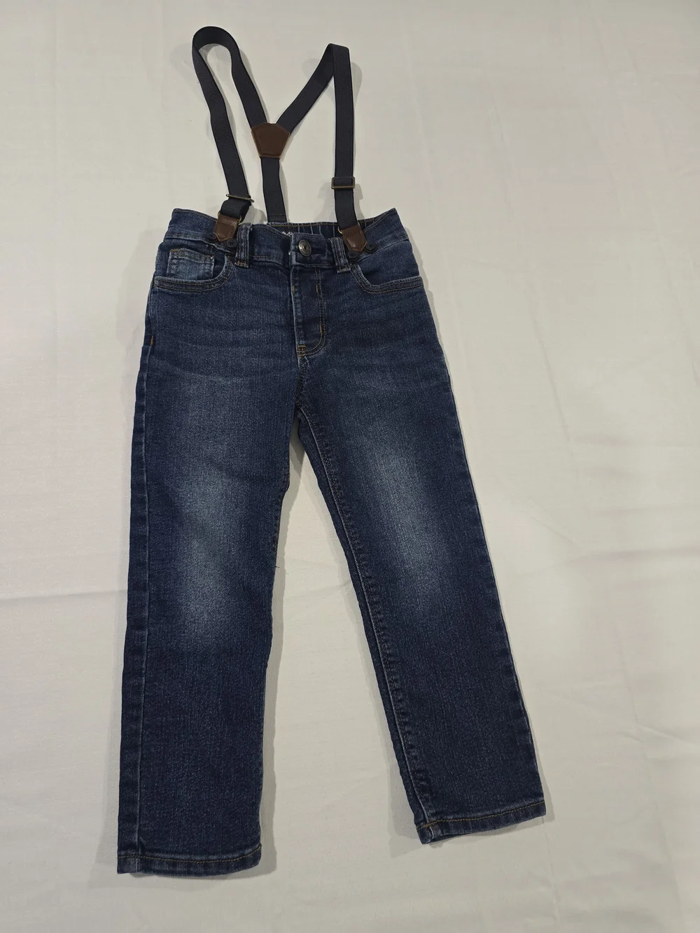 OshKosh B'gosh Dark Blue Denim Jeans with Navy Suspenders - Size 4T